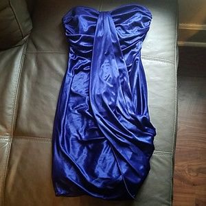 Deep Blue Strapless Open Back Dress